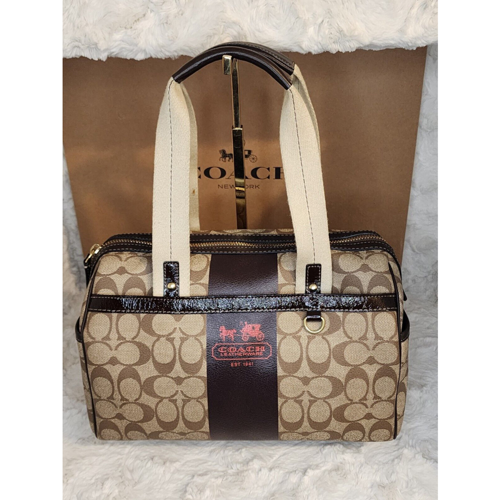 Coach Signature Canvas Satchel in Khaki/Brown